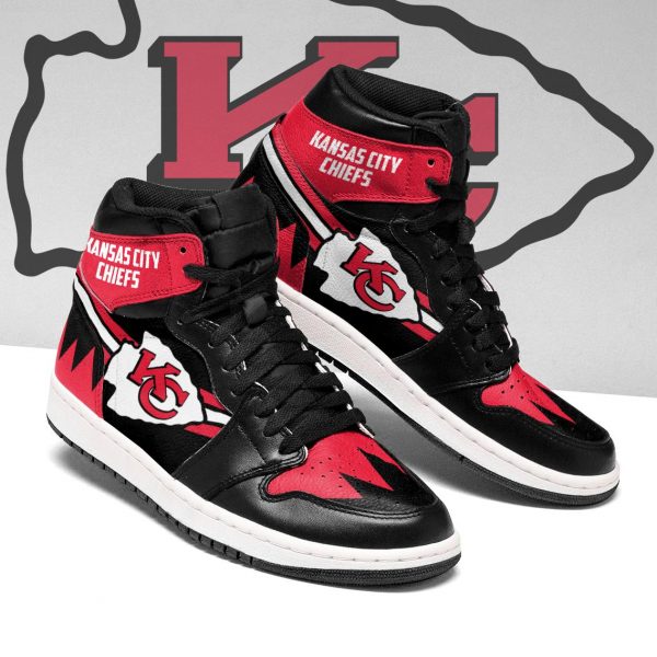 Men's Kansas City Chiefs High Top Leather AJ1 Sneakers 002